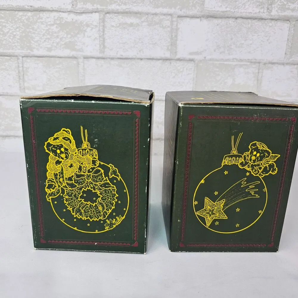 Boyds Bears Bearstone Christmas Ornaments 1996 #25700 #25702 Retired Lot 2 Box